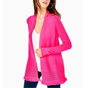 Lilly Pulitzer Pink Fringe Cardigan - Size Small 🌸💗✨